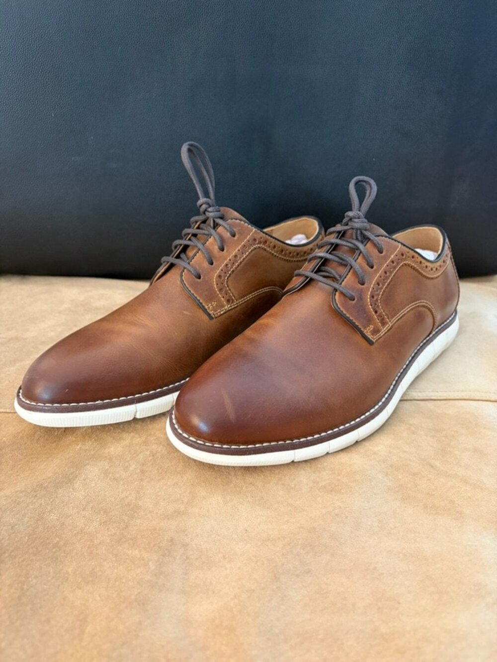 Johnston & Murphy Men's Holden Oiled Leather Plain Toe Lace-up Shoe SIZE 7 /NWOT